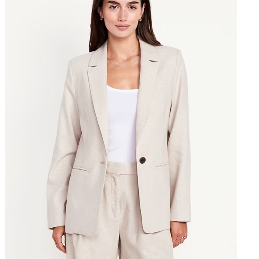 Old Navy Taylor Fitted Linen-Blend Suit Blazer